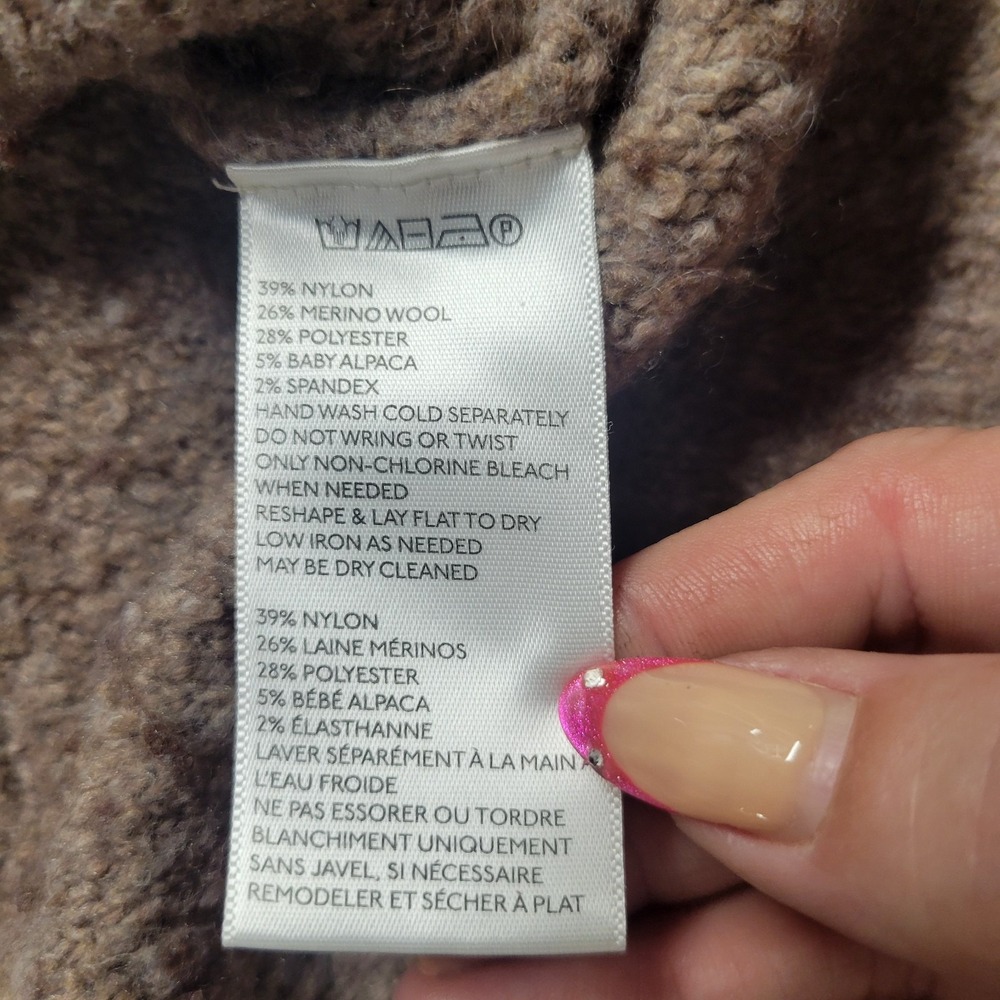 Sleeping on Snow Anthropologie Merino Wool Baby Alpaca Boucle Sweater Taupe M - Picture 5 of 8
